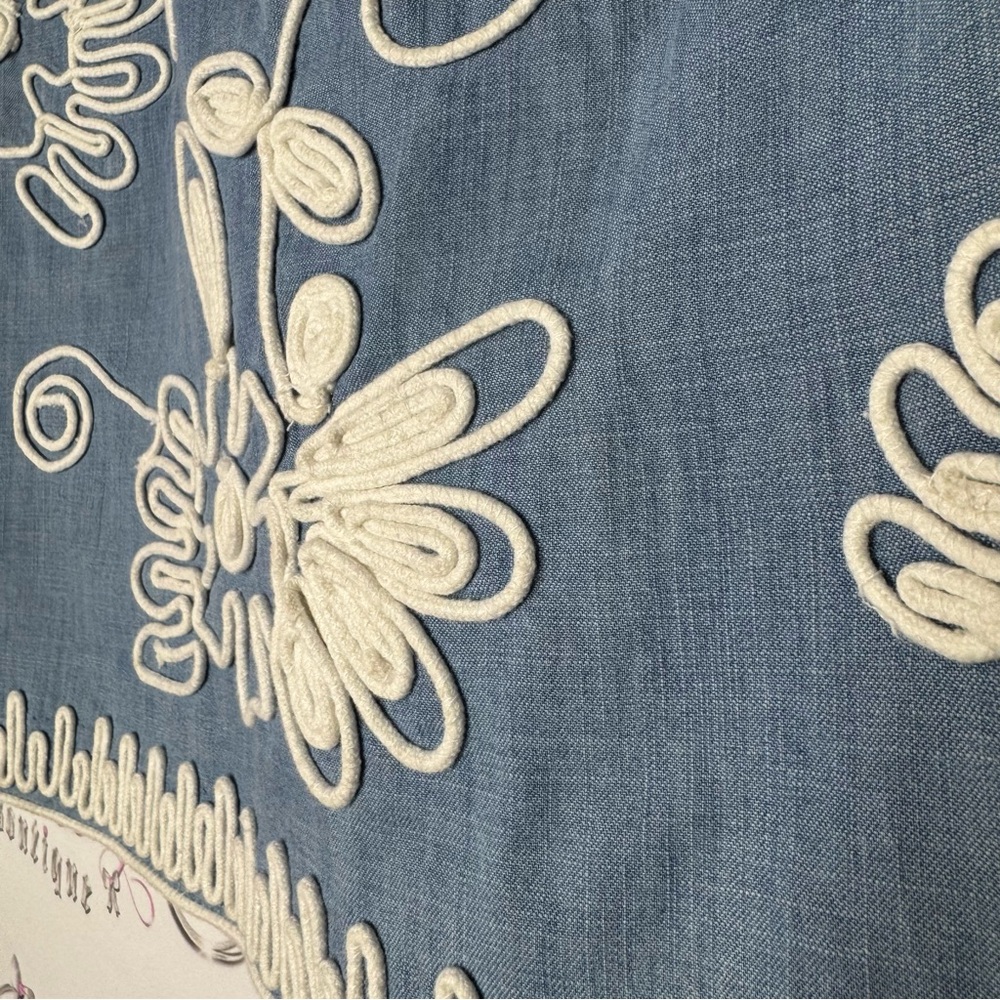 River woods skirt corset lace up tie ribbon embroidered floral flowers denim - Picture 7 of 13